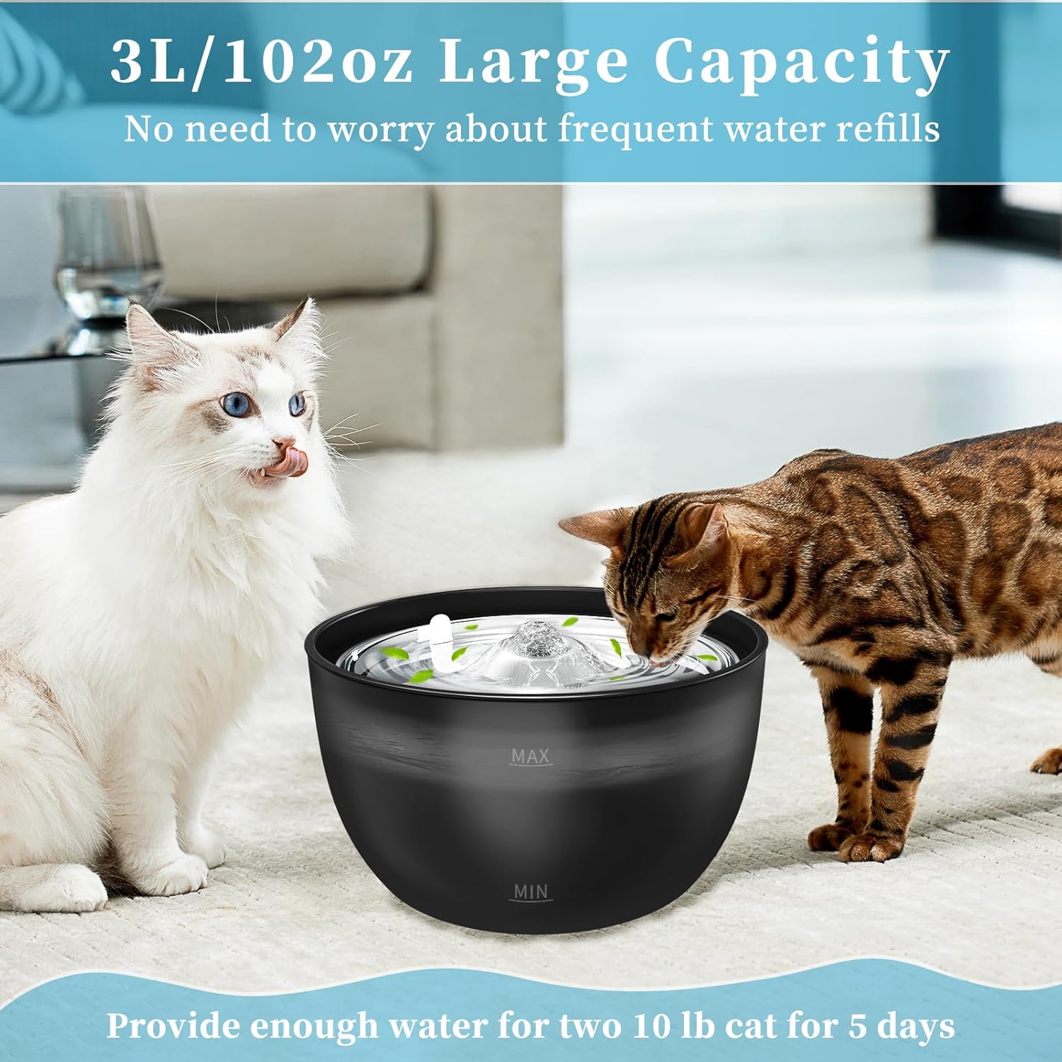 3L Stainless Steel Cat Water Fountain